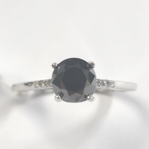 $2740 14K Black Diamond(1.45ct) Diamond(0.05ct) Ring