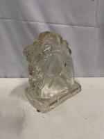 Galloping Horse Sculpture on Wood Base & Pair of Clear Glass Horse Head Bookends Sp-12 - 5