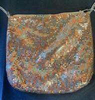 Whiting & Davis Mesh Shoulder Bag, Metallic Camouflage Pattern, USA Made, 10"x8", Silver Chain ( SP2 ) - 2
