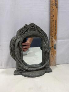 Vandor 1997 Dragon-Themed Decorative Mirror, Tabletop/Wall Mount, Gothic Arch Design Sp-12