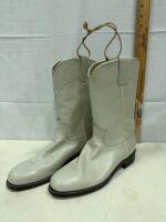 Justin L3713 White Leather Cowboy Boots, Men&rsquo;s, Made in USA, 12&rdquo; Shaft, Reg #13809 2