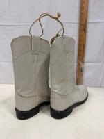 Justin L3713 White Leather Cowboy Boots, Men&rsquo;s, Made in USA, 12&rdquo; Shaft, Reg #13809 2 - 2