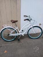 Schwinn Admiral 7-Speed Cruiser Bicycle, 26" Wheels, Steel Frame, Rear Rack, White/Turquoise