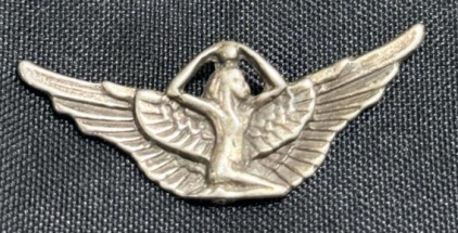 Art Deco Winged Goddess Metal Emblem &ndash; Vintage 1930s-40s Automotive/Aviation Pin