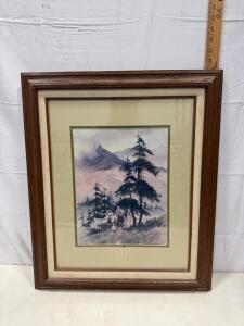 Framed Adeline Unruh Western Landscape Art Prints, 20x24in, Double-Matted, Signed sp-13