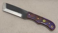 Custom Fixed Blade Tanto Utility Knife, Swirled Resin Handle, Mosaic Pin, 3.5" Blade, Sheath - 2
