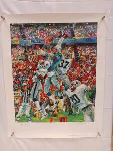 Steve Largent Signed 1986 Sanford Holien Seahawks Lithograph, Limited Edition 89/1500, Unframed