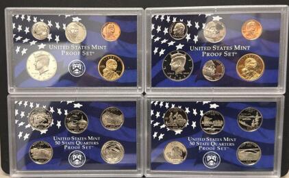2005 & 2006 United States Mint Proof Sets with 50 State Quarters, 20 Coins, Original Boxes