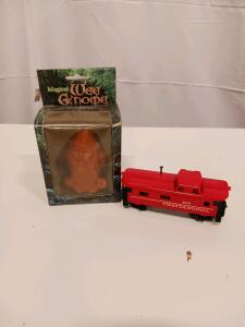 Magical Wee Gnome Boxed Figurine & Tyco Chattanooga 607 HO Scale Red Caboose Model Train