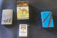 Collectible Flip-Top Lighters: Marlboro & Camel Advertising Designs, Unique Finishes (R-11)