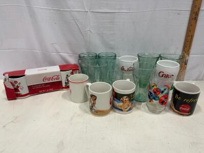 Coca-Cola Drinkware Collection: 13-Piece Set with Glasses and Mugs Featuring Retro and Holiday Designs Sp-7