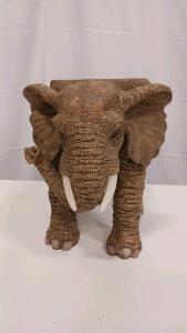 Elephant-Shaped Resin Accent Table/Novelty Stool, Brown with Cream Tusks