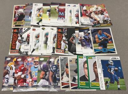 Lot of Rookie Football Trading Cards - Upper Deck, Score, Panini, Topps, Variety of Players