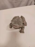 Decorative Resin Butterfly Bowl, Wooden Frog Guiro, Concrete Frog Garden Figurine - Lot of 3 - 3