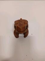 Decorative Resin Butterfly Bowl, Wooden Frog Guiro, Concrete Frog Garden Figurine - Lot of 3 - 4