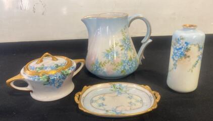 Ohio China Company Porcelain Tableware Set &ndash; Hand-Painted Floral Design with Gold Accents (r-12)