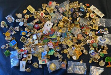 Large Assorted Lot of ~150 Vintage Enamel & Lapel Pins &ndash; Brands, Travel, Sports, Novelty