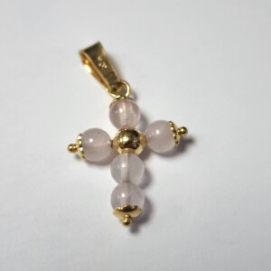 $600 10K Rose Quartz Cross Pendant