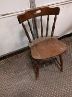 Windsor Spindle-Back Wooden Side Chair, Medium Brown, 34" Tall, with Handle Slot - 5