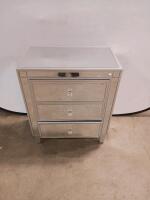 Mirrored 3-Drawer Chest with Crystal Knobs, 31.9" L x 15.9" W x 28.7" H