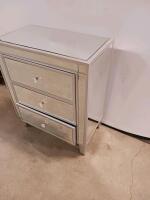 Mirrored 3-Drawer Chest with Crystal Knobs, 31.9" L x 15.9" W x 28.7" H - 3