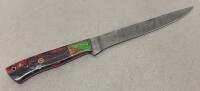 Custom Damascus Fillet Knife with Resin/Wood Handle and Leather Sheath - 2