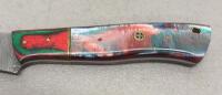 Custom Damascus Fillet Knife with Resin/Wood Handle and Leather Sheath - 4