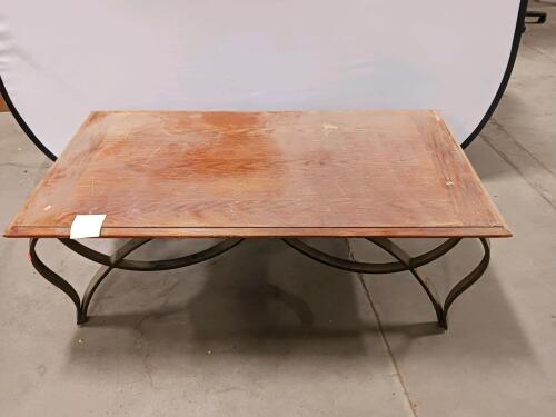 Rectangular Wood & Metal Coffee Table, Transitional Style, 48x24", Brown/Black, Sturdy Frame