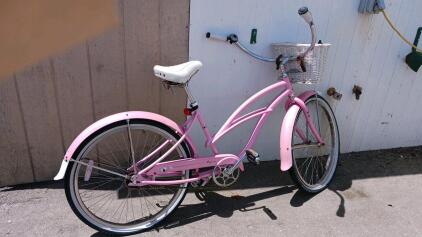 Pink Dyno Kustom Kruiser 26" Cruiser Bike, Steel Frame, Coaster Brake, Basket, Retro Style