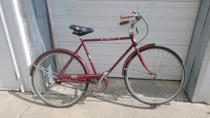 Free Spirit Fire Spirit Single-Speed 27" Steel City Bike, 1980s, Burgundy, Fenders, 21" Frame