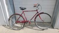 Free Spirit Fire Spirit Single-Speed 27" Steel City Bike, 1980s, Burgundy, Fenders, 21" Frame