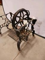 Antique White Treadle Sewing Machine Cast Iron Base, Ornate Design, Early 1900s Frame - 3
