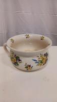 Antique English Floral Ceramic Chamber Pot, Marked 5725, Glazed, c.1880&ndash;1930, 10" Diameter
