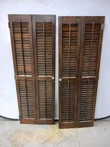 36" x 80" Solid Pine Bifold Louvered Doors, Dark Brown Finish, Set of 3 Pairs
