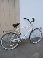 White Steel Street Cruiser Bicycle, 26&rdquo; Wheels, Single Speed, Coaster Brake, Basket & Rear Rack