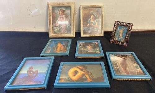 Set of 8 Framed Fairy & Classical Figure Art Prints, Distressed & Decorative Frames, 9x11 to 5x6 in ( SP 4)