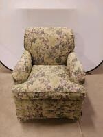 Floral Upholstered Armchair, Rolled Arms, Skirted Base, Removable Cushion, 33"x36"x36" - 4