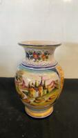 Hand-Painted Fima Deruta Italian Ceramic Vase, 15.7" Tall, Floral Design