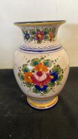 Hand-Painted Fima Deruta Italian Ceramic Vase, 15.7" Tall, Floral Design - 2