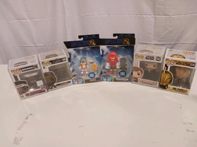Funko Pop! Collection: Walter Payton #78, M'Baku #1098, Dr. Fate #1235, Luke Skywalker #482, Sonic 2 Tails & Knuckles