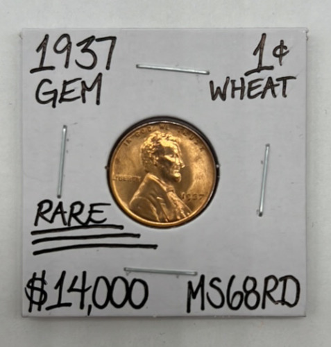 1937-S MS68RD Rare Gem Wheat Copper Penny