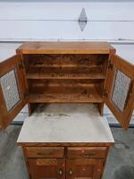 Oak Kitchen Hutch Cabinet with Textured Glass Doors and Laminate Countertop, 36"x20"x60" - 5