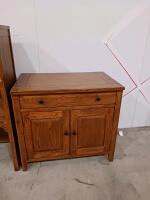 Solid Oak Bookcase Shelf and 2-Door Cabinet Set, Mission Style, Medium Oak Finish, 36" Wide - 3
