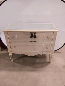 Mirrored 3-Drawer Dresser with Decorative Skirt and Round Knobs