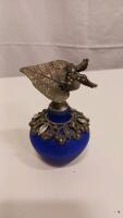 Antique Cobalt Blue Perfume and Scent Bottle Collection, Ornate Silver Accents, Ca. 1900 - 2