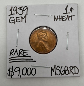 1939 MS68RD Rare Gem Wheat Copper Penny