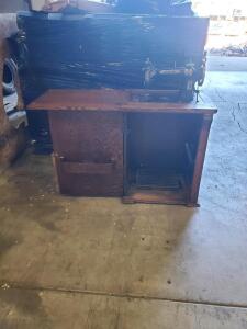Antique Franklin Treadle Sewing Machine with Oak Cabinet, Circa 1911-1923