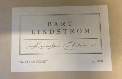 Bart Lindstrom Signed Limited Edition "Winter&rsquo;s Comin&rsquo;" Print, 71/750, COA, 1980, Rustic Porch ( R4 )