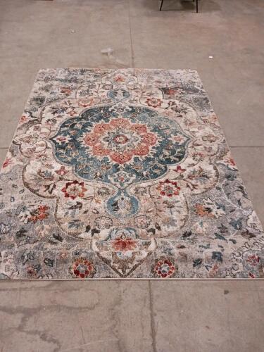 Pandora Collection CARPLA Gray-Ivory Area Rug 5'3" x 7'3" Polypropylene/Polyester