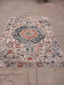 Pandora Collection CARPLA Gray-Ivory Area Rug 5'3" x 7'3" Polypropylene/Polyester
